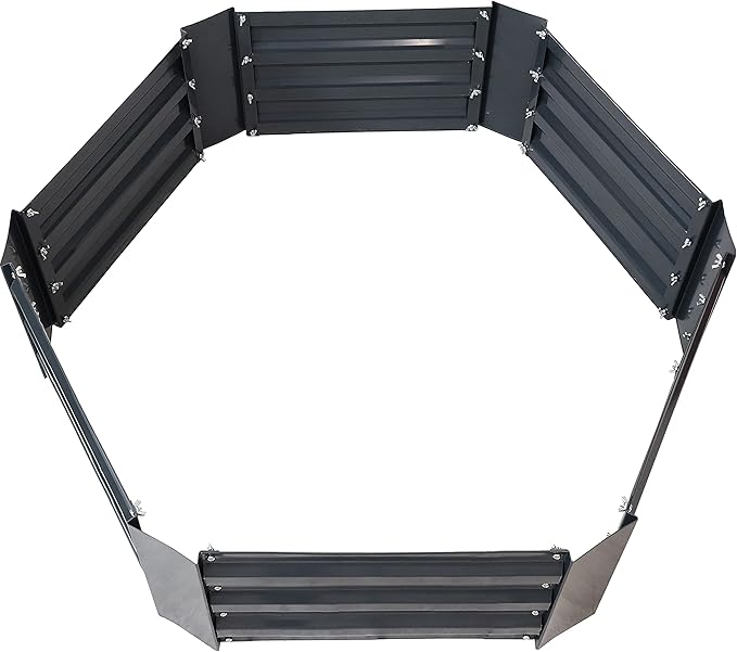 Sunnydaze 11.75" H Raised Metal Garden Bed - Galvanized Raised Garden Bed Outdoor for Vegetables and Flowers - Dark Gray - Hexagon SunnydazeDecor