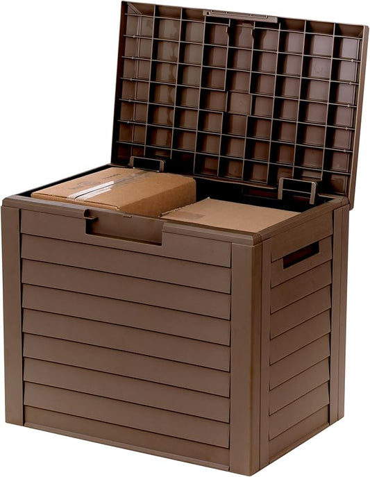 IRIS USA 35-Gallon Outdoor Deck Storage Box, Lockable & UV-Protected, Weather-Resistant Patio Storage for Cushions, Garden Tools & Packages, Waterproof Resin, Durable & Stylish Design - Brown IRISUSA