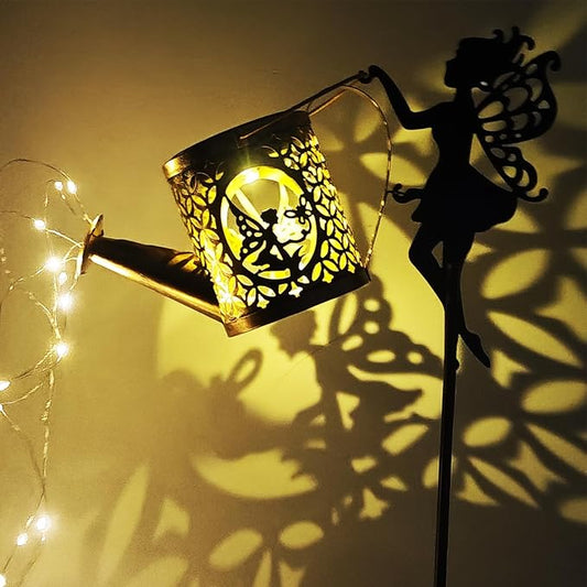 Solar Watering Can Lights, Outdoor Garden Decor,LED Waterproof String Light,Metal Vintage Fairy Tale Lamps Outside,Solar Lantern with Shepherd Hook for Lawn Yard Path (Fairy) Yevheniy