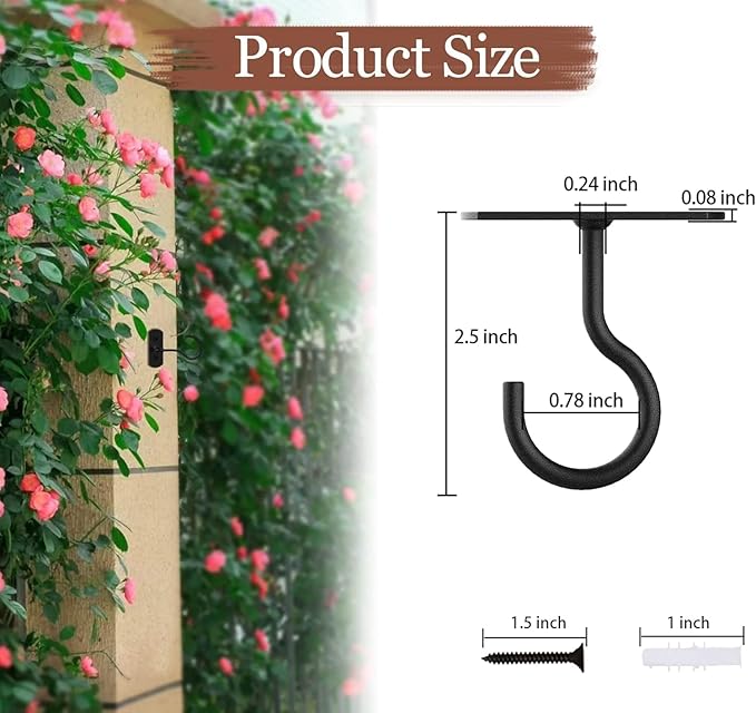 50Pack Ceiling Hooks Bulk for Hanging Plants Black 2.5in QualityEfficiency