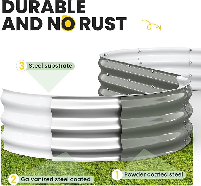 Galvanized Raised Garden Bed 6x3x1 FT, Oval Metal Raised Garden Bed Outdoor Planter Box with Open Bottom, Rust-Resistant Steel Garden Bed for Vegetables Herbs Flowers, Easy Assembly Pattiumo