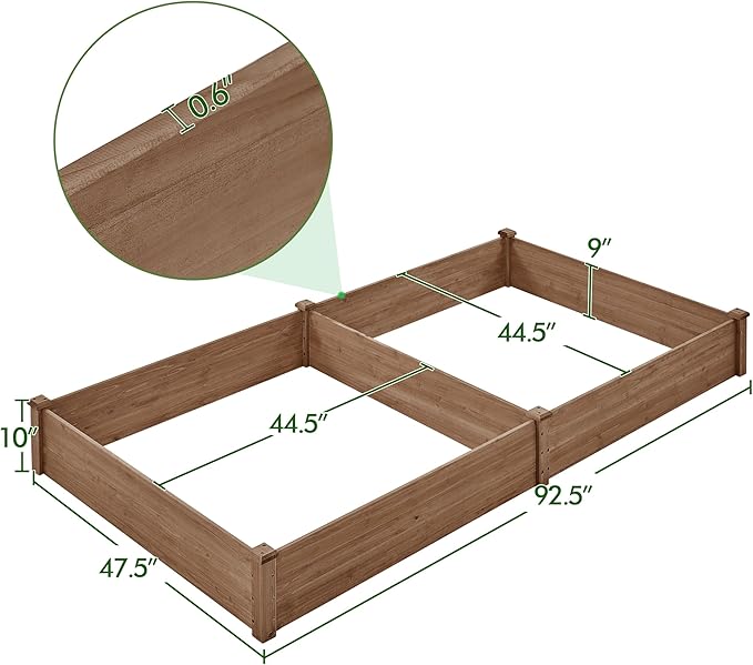 Yaheetech 8×4ft Wooden Horticulture Raised Garden Bed Divisible Elevated Planting Planter Box for Flowers/Vegetables/Herbs in Backyard/Patio Outdoor, 93 x 48 x 10in, Dark Brown Yaheetech