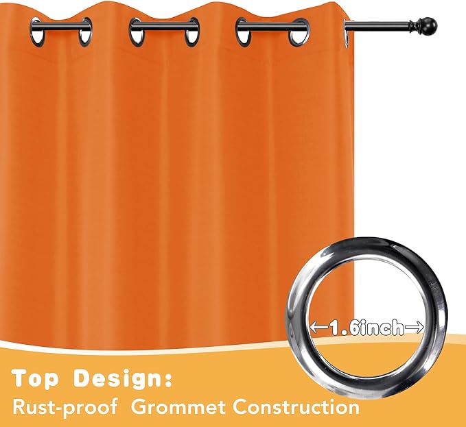 HolidayIdeas Outdoor Curtains for Patio Waterproof, 4 Panels - 54 x 84 Inch - Privacy Protection & Light Filtering Curtains Grommet Outside Curtains for Porch, Gazebo, Pergola (Mecca Orange) HolidayIdeas