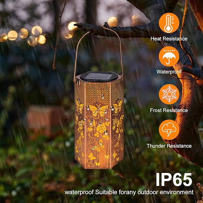 Mothers Day Gifts for Mom Grandma - Birthday Gifts for Women, 4 Pack Butterfly Solar Lanterns Outdoor Waterproof - Butterflies Solar Lights Outdoor Garden Decor for Outside Eandisom