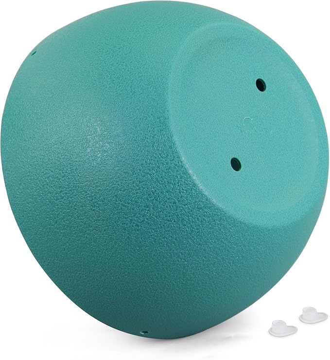 10 inch Hanging Planters for Indoor Outdoor Plants, 2 Pack Hanging Flower Pots with Drainage Holes and Chain for Garden Porch, Plastic Hanging Baskets for House Plants, Blue Green Meowell