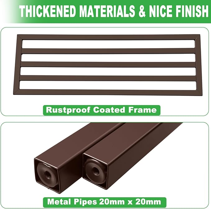 2 Pack Metal Plant Stand Outdoor Plant Shelf Indoor,1 Tier Heavy Duty Plant Stands for Multiple Plants,26" L x 10.12" H x 8.75" W,Coffee Dipion