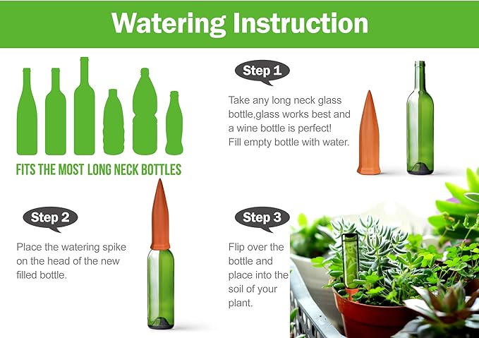 Automatic Plant Waterer Terracotta Self Watering Spikes Drippers Irrigation System for Vacation or Holiday (8Pack) B+SEPOR