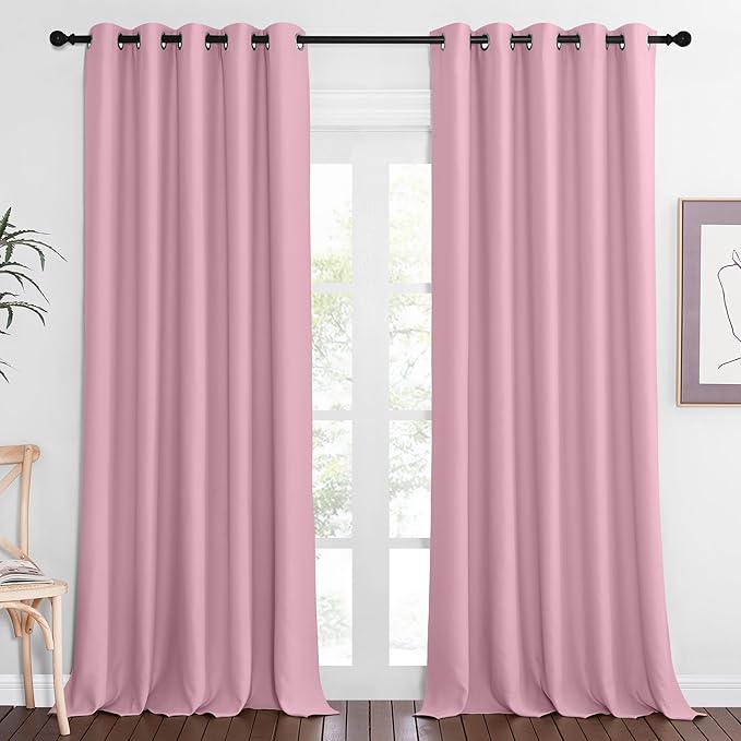 NICETOWN Blackout Curtains 84 Inch Length, Thermal Insulated Curtains for Bedroom Grommet Energy Saving Room Darkening Drapes for Living Room Window, 1 Panel, Rouge Pink, 66" W x 102" L NICETOWN