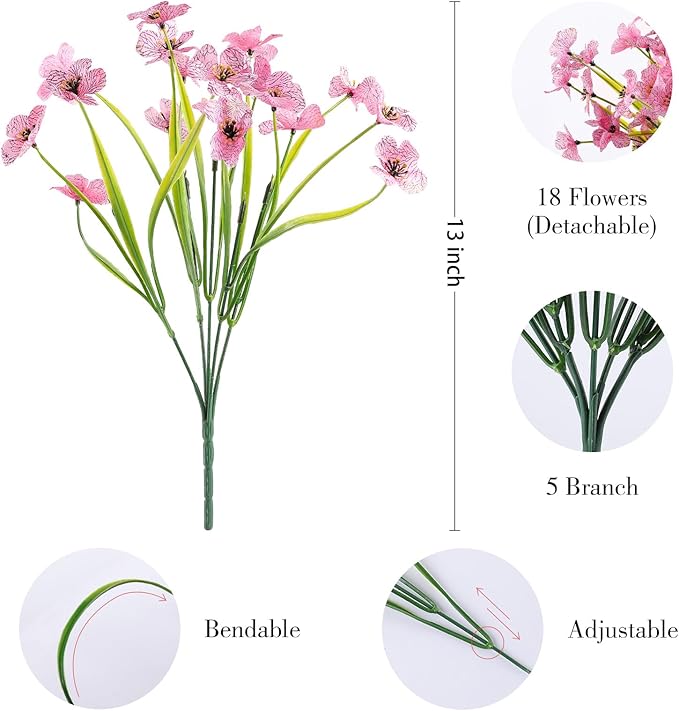 AGIRL 24 Bundles Artificial Flowers for Outdoor,No Fade Fake Plastic Flowers Faux Plants for Decoration Hanging Planters Indoor Outside Garden Porch Window Box Home Wedding Farmhouse AGIRL