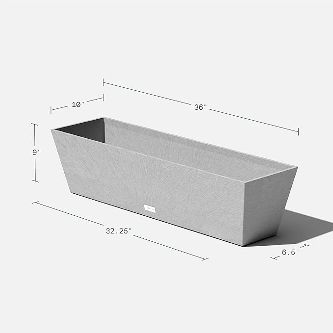 Veradek Pure Series Window Box Planter - Long Rectangular Planter for Indoor or Outdoor Windowsill/Balcony | Durable All-Weather Use with Drainage Holes | Modern Decor for Herbs, Small Plants, Flowers VeradekOutdoor
