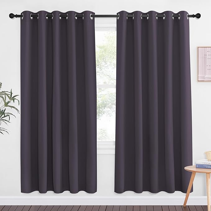 NICETOWN Greyish Purple Blackout Curtains for Bedroom 72 Inches Long, Thermal Insulated Room Darkening Grommet Window Curtains for Living Room Nursery, 66 inch x 72 inche, 1 Panel NICETOWN