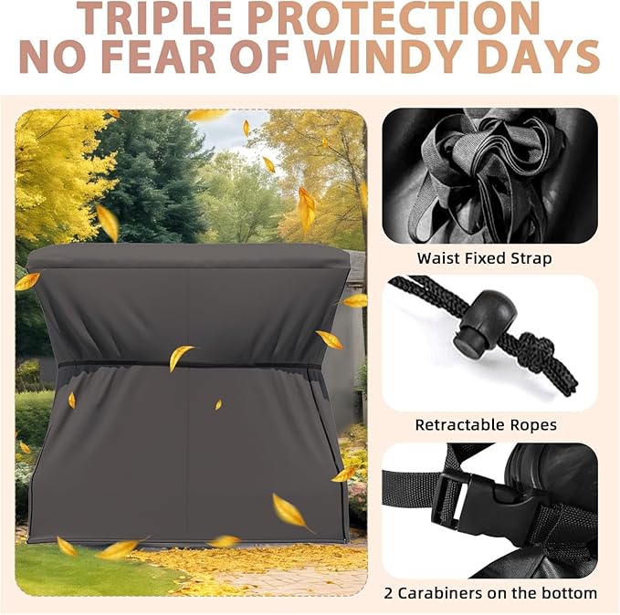 U-MAX Porch Swing with Cover, Patio Swing with Adjustable Backrest&Canopy 3 Seat Outdoor Swing with Canopy 2-in-1 Convertible Patio Daybed with Removable Brown Cushions U-MAX