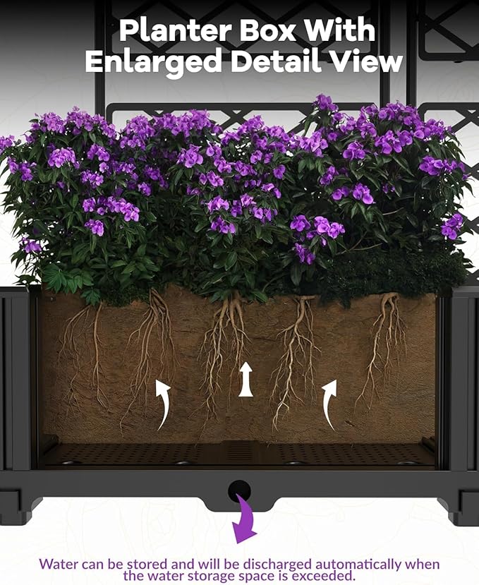 IDEALHOUSE Raised Garden Bed Kit with Trellis, Vertical Metal Planter Box for Small Space, Balcony Privacy Screen for Climbing Plants & Flowers, Patio Vertical Gardening Solution, Black IDEALHOUSE