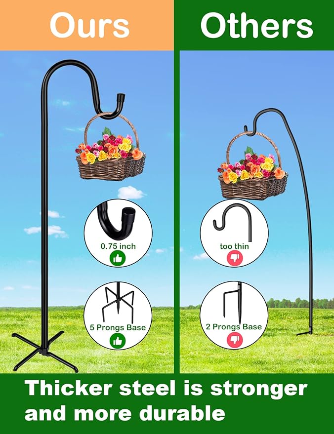 Ottsuls Shepherd-Hooks Adjustable for Bird-Feeder Lantern Plant-Hook Garden-Stake - Plant Stand Hanger for Outdoor Flower Basket, Bird Feeder Hanger Weddings Decor Ottsuls