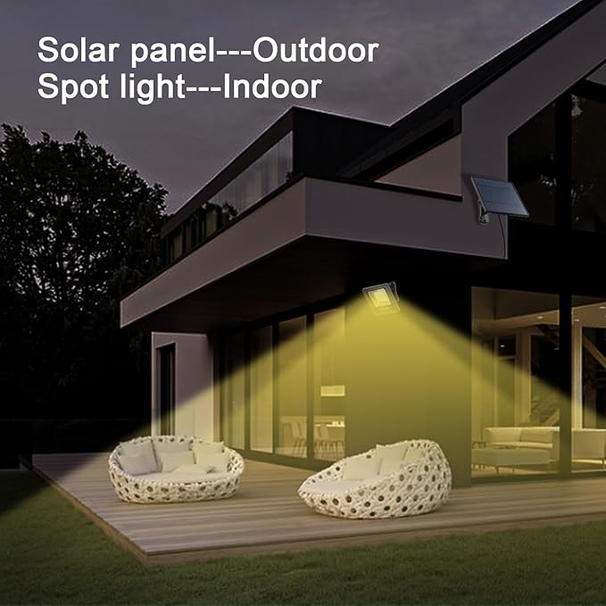 Solar Flood Lights Outdoor with 16FT Cable Dusk to Dawn 4400mAh LED Solar Spot Light Waterproof 3000K for Outside, Porch, Barn, Flag Pole, Warm White 2 Pack OusamLED