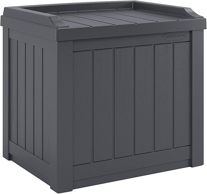 Suncast Small Deck Box Storage w/ Bench Seat for Indoor & Outdoor Use, 22 Gal., Cyberspace Suncast