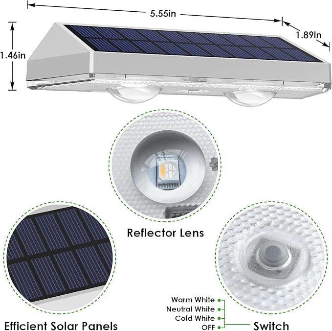 8 Pack Solar Fence Lights Outdoor - Warm White & RGB 6 Color, Dusk to Dawn Deck Light, Solar Powered Light Outdoor IP65 Waterproof, Solar Garden Lights for Outside/Backyard/Railing/Step/Patio/Wall LIANGLOME
