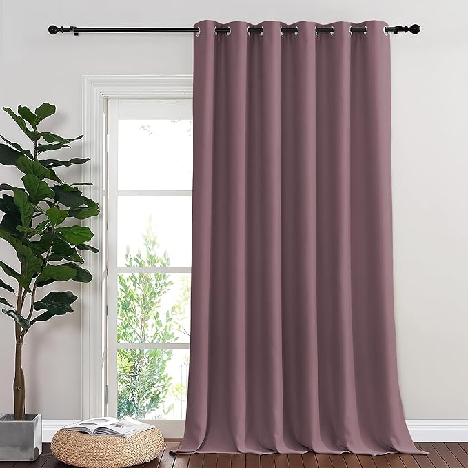 NICETOWN Blackout Curtains & Drapes - Privacy Thermal Efficiency Backdrop Curtains for Bedroom Room Divider Living Room Patio Sliding Glass Door, Wide 80 x Long 144 inch, Dry Rose, 1 Panel NICETOWN
