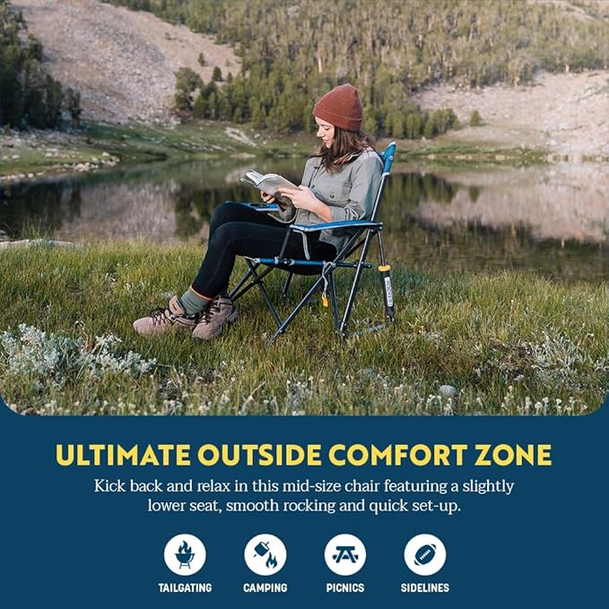 GCI Outdoor Kickback Rocker Outdoor Rocking Chair with Beverage Holder GCIOUTDOOR