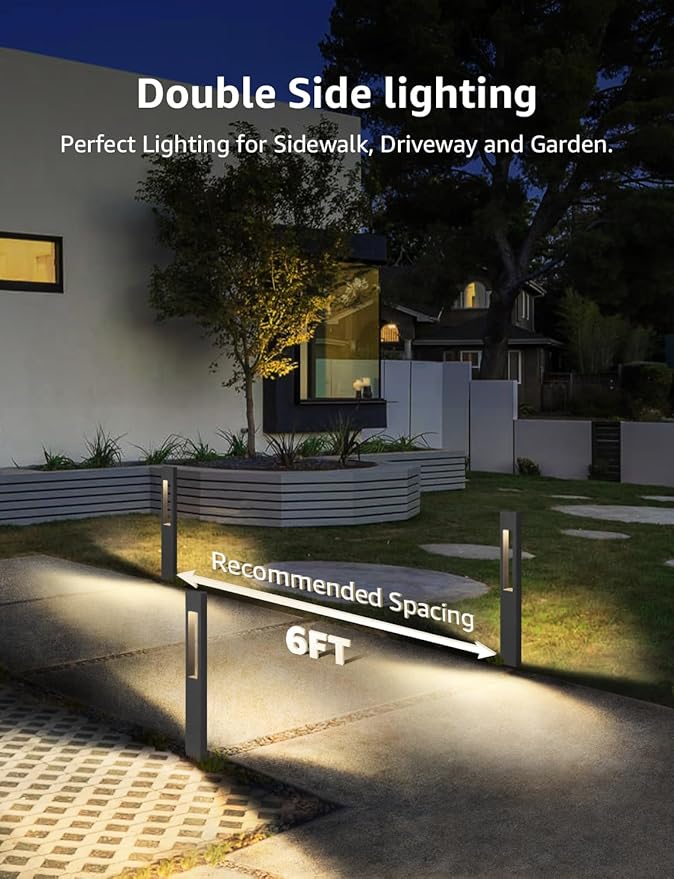 SUNVIE LED Low Voltage Landscape Lights 3W Pathway Lights Low Voltage 12-24V Landscape Path Lights 3000K CRI 90+ Aluminum Waterproof Pathway Lighting for Walkway Garden Yard ETL Listed Cord, 12 Pack SUNVIE