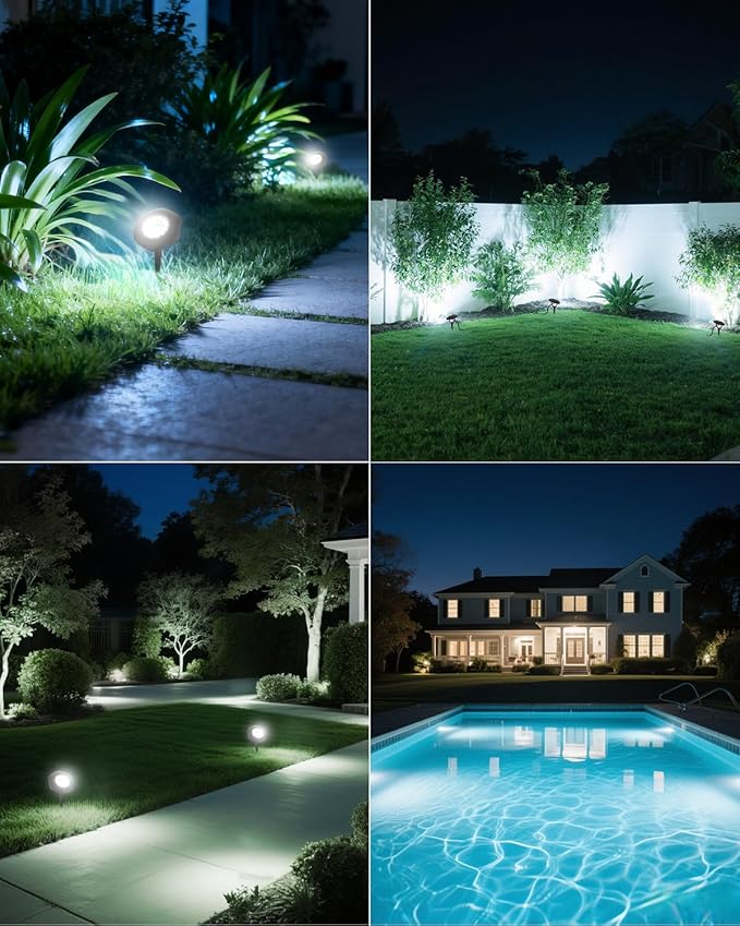 CORESLUX Solar Spot Lights Outdoor Waterproof IP68, 3-in-1 LED Cool Light Solar Landscape Lights, 2 Light Modes Landscape Path Lights for Outside Garden Yard Pond Pathway CORESLUX