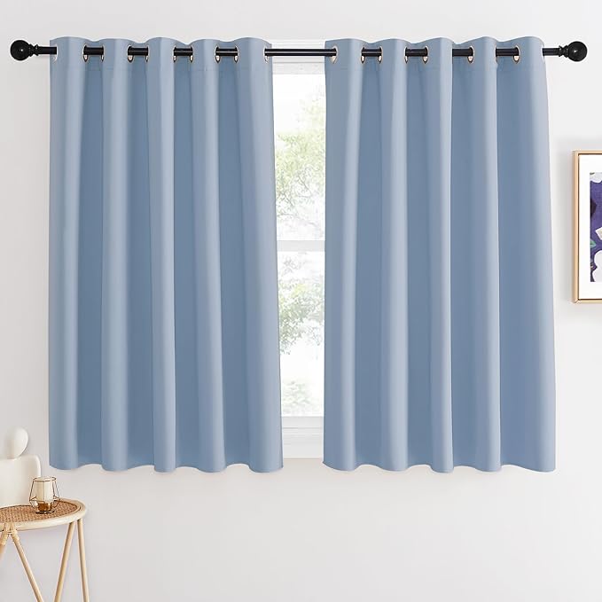 NICETOWN Blackout Curtains 54 Inches Long, Thermal Insulated Room Darkening Curtains for Bedroom, Window Treatment Drapes for Living Room Nursery (W66 x L54 Inch, Vintage Blue, 1 Panel) NICETOWN