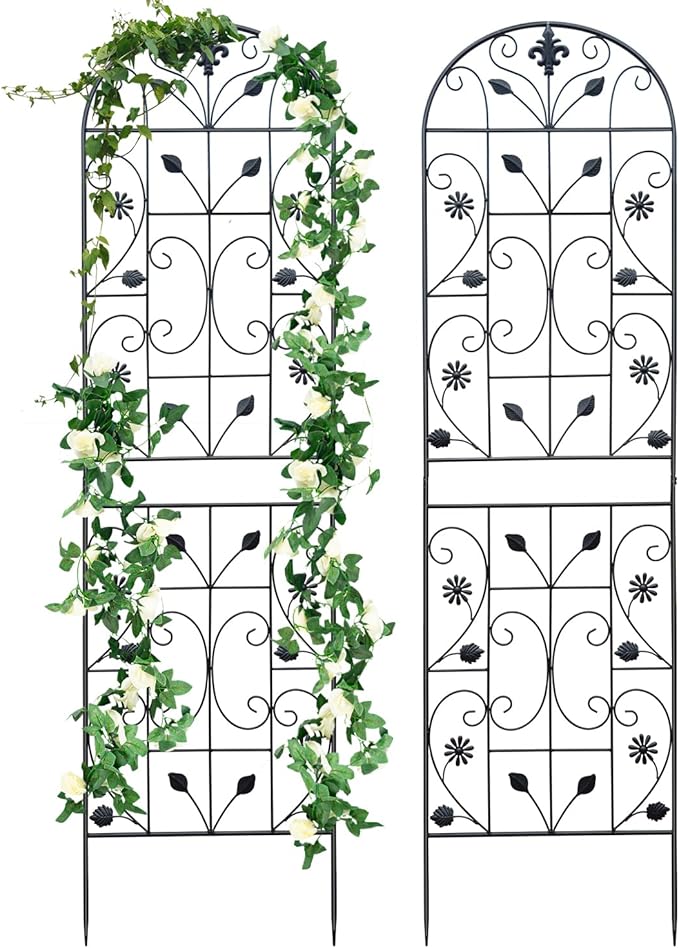 Trellis for Climbing Plants Outdoor, （2 Pack 70.8x19.6-inch）, Generic Metal Garden Trellis, Rustproof, Easy Assembly,（Black） Rootora