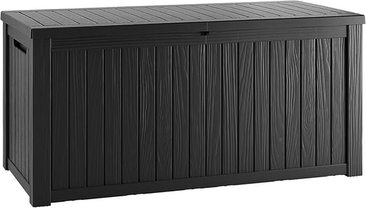 TARKARI 200 Gallon Lockable Resin Deck Box, Waterproof & UV-Resistant Outdoor Storage Box for Outdoor Cushion Storage, Garden Tools & Pool Accessories Storage, Black Home