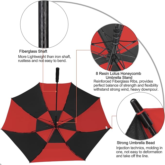 G4Free 47/54/62/68/72 Inch Automatic Open Golf Umbrella Oversize Extra Large Double Canopy Vented Windproof Waterproof Stick Umbrellas G4Free