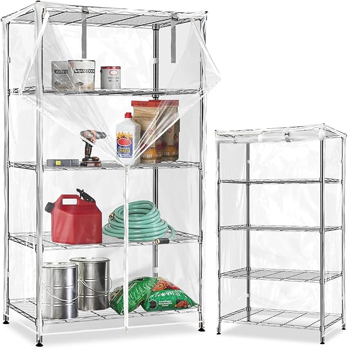 Waterproof Shelf Cover,Durable Dustproof Storage Wire Rack Covers,Outdoor Shelving Covers for Wire Shelves with Zipper 48''x18''x72'',Clear Dalema