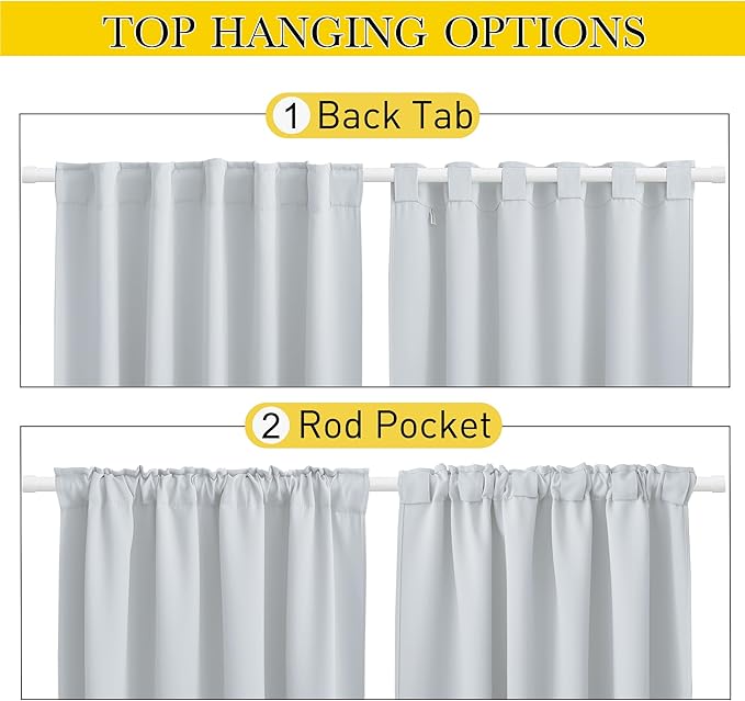 NICETOWN Blackout Outdoor Curtains for Patio Windproof 2 Panels Top & Bottom Pocket & Back Tab, Thermal Fixed Waterproof Safe Drapes Keep Privacy for Yard/Porch, Greyish White, W52 x L84 NICETOWN