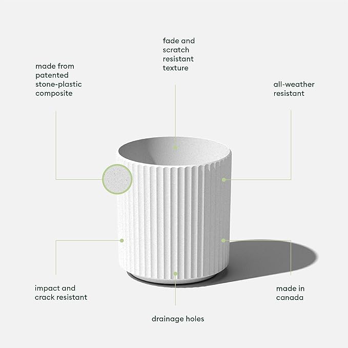 Veradek Demi Series Round Planter for Porch, Patio, Backyard | Durable Plastic-Concrete Material | Modern Décor for Tall Plants, Flowers VeradekOutdoor