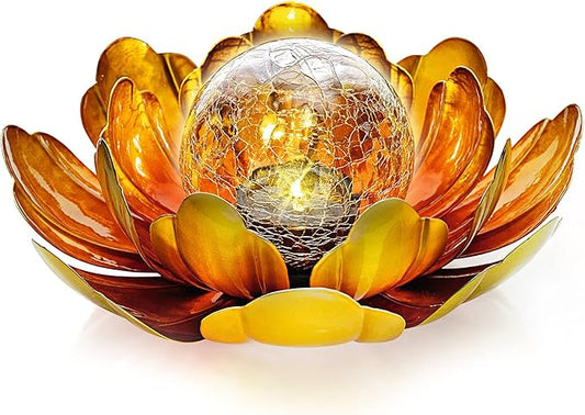 WNP Solar Flower Light Outdoor Christmas Decorative,Garden Solar Powered Lights,Yard Solar Glass Ball Light with Metal Petal for Tabletop Decor Birthday Gift for Her,Christmas Gifts for Women WNPMakeYourLifeBeautiful