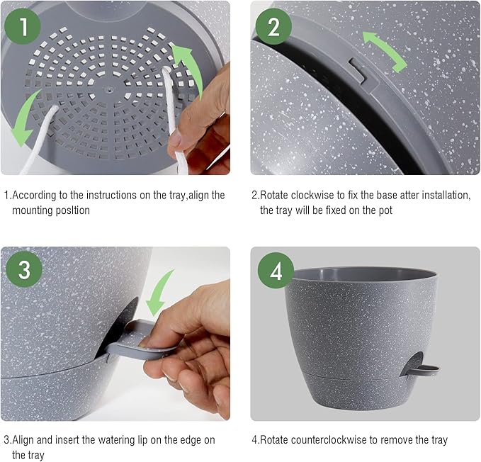 10 Inch Self Watering Hanging Pots, 2 Pack Hanging Planters with 40oZ Deep Reservior for Indoor Outdoor Plants Flowers, Grey SwinDuck