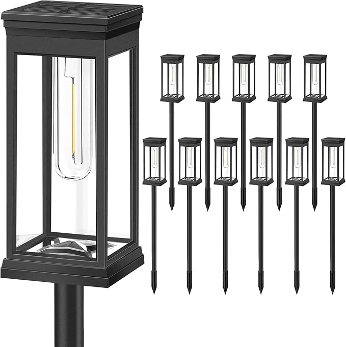 BesLowe Upgraded Solar Pathway Lights Outdoor, 12-Pack Large LED Solar Light Outdoor Waterproof, Super Bright Outside Lights for Yard, Sun-Powered Landscape Lighting for Garden Walkway, Warm White BringYouBrightFuture