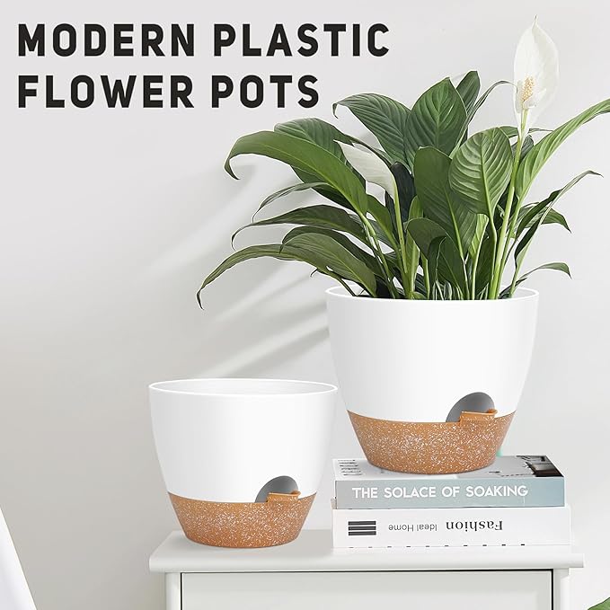 12" 10" 9" Large Self Watering Plant Pots, 3 Pack Flower Pots Planters with Multi Mesh Drainage Holes for Indoor Outdoor Garden Plants and Flowers AFamilyofGardenLovers