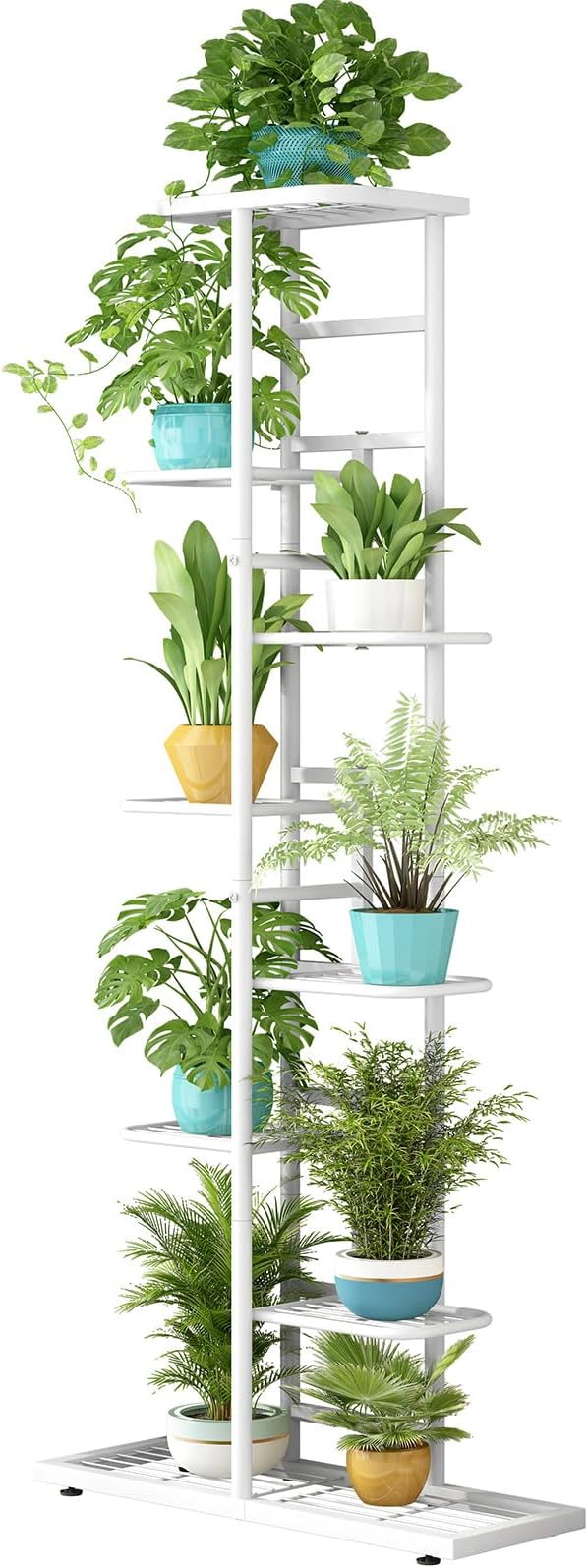 LINZINAR Plant Stand Metal Indoor Outdoor 8 Tier 9 Potted Multiple Flower Pot Holder Shelf Indoor Outdoor Planter Display Shelving Unit for Patio Garden Corner Balcony Living Room LINZINAR