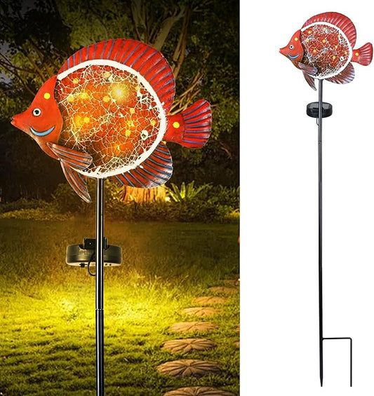 Yiosax-Solar Outdoor Lights Decorative-Yard Outdoor Decorative - Garden Stakes Clownfish Decorative Waterproof 7 LED Light Decor Ocean Beach Theme for Garden Lawn Path Yard Decoration Gift Idea, Red Yiosax