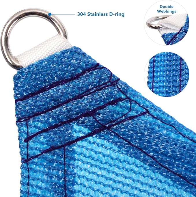 Eden's Decor Straight Flat-Edged Sun Shade Sail Rectangular 6' x 18' Blue UV-Blocking Outdoor Canopy Fabric Cloth Awning for Pergola Patio Garden Backyard Custom Size EdensDecorInc