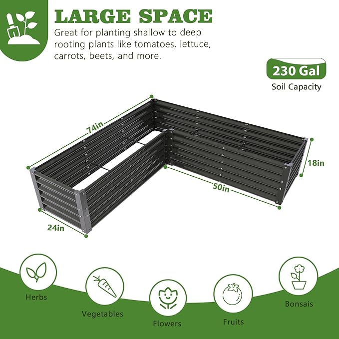 A ANLEOLIFE 8-Pack 4X4X1.5ft & 74x74x18in Deep Root Galvanized Raised Garden Beds Outdoor for Planting Vegetables Flowers Herb, Quartz Grey AAnleolife