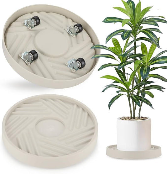 2 Pack Plant Caddy with Wheels, 10" Rolling Plant Stand 165 LBS Heavy Duty with Hidden 360 ° Rotating Silent Wheel Wheels for Outdoor Indoor Large Plant Pots, Flower Pot, Patio JAOXISOU