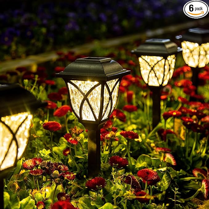 GIGALUMI 6 Pack Solar Lights Outdoor Waterproof, LED Solar Garden Lights, Outdoor Decorations, Garden Decor for Yard, Patio, Landscape, Planter, Walkway (Warm White) GIGALUMI