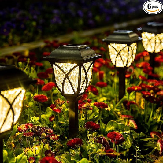 GIGALUMI 6 Pack Solar Lights Outdoor Waterproof, LED Solar Garden Lights, Outdoor Decorations, Garden Decor for Yard, Patio, Landscape, Planter, Walkway (Warm White) GIGALUMI