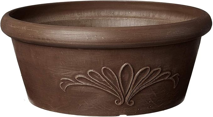 Arcadia Garden Products PSW TA30C Plastic/Stone/Wood Composite Bulb Pan – No Drainage Hole (Drillable), Planter Bowl for Succulents, Bonsai, Fairy Gardens, Herbs,12-Inch, Chocolate PSW
