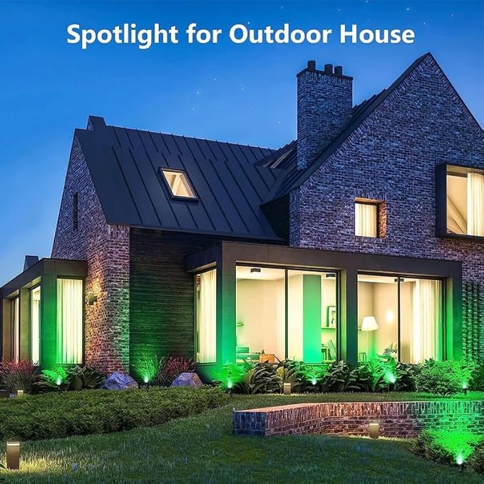 Halloween Christmas Outdoor Spotlights Green Landscape Lights Outdoor Spotlight,2 Pack 110v Plug-in Outdoor Waterproof Green Halloween Christmas Spotlights for Garden Pathway Tree Yard UPONELED