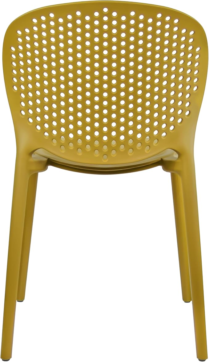 2xhome Patio Dining Chair | Modern Stackable Outdoor Pool Side Chair | Weather Resistant Plastic for Yard, Porch, Balcony, Kitchen, Yellow, Single, Set of 1 2xhome