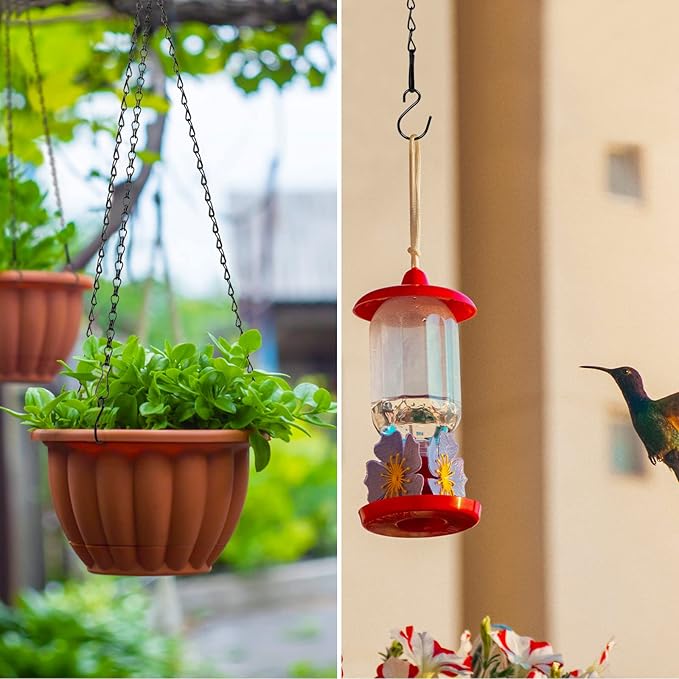 RIFNY Hanging Chains with Hooks, 10 Pieces 24 Inch Black Chain for Hanging Bird Feeders Planters Baskets Billboards Lanterns Wind Chimes Ornaments Outdoor/Indoor Use (24 inch 10pcs) RIFNY