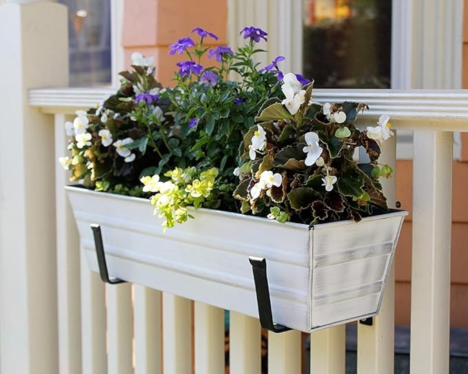 Achla Designs Galvanized Window Flower Box Planter-Cape Cod White-Small (22" L x 6" W x 5" H) ACHLADesignsHomeGarden