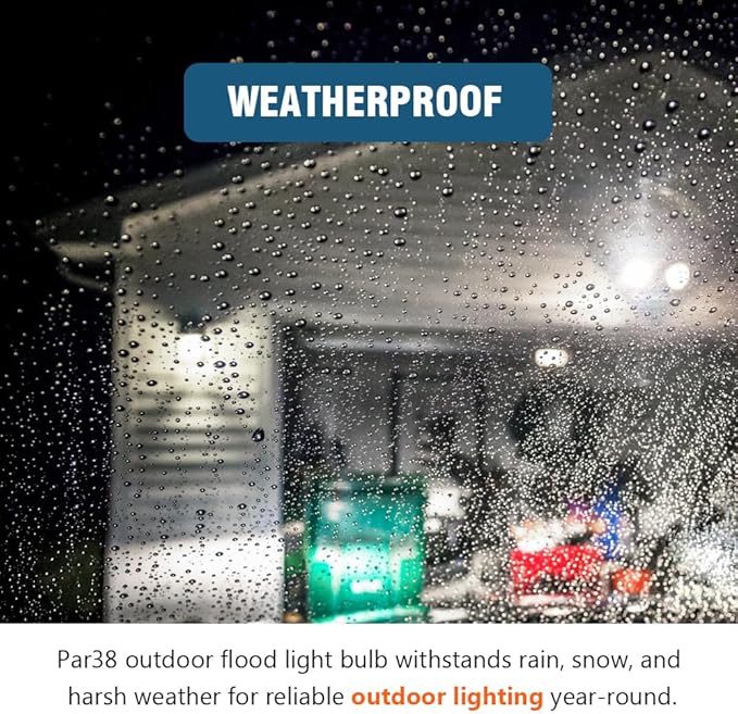 PAR38 LED Flood Light Bulbs Outdoor, 18W (120W Equivalent), Warm White 3000K, Dimmable Weatherproof E26 Base Outdoor Flood Lights for Porch, Yard, Garage, 1800LM, 4 Pack Maelsrlg