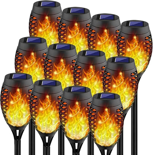 Kurifier 12Pack Flickering Flame Solar Torch Lights for Garden Decor, Waterproof Solar Lights Outdoor Decorative, Garden Outdoor Decorations for Yard Porch Lawn Patio Outside Decor-Luces Solares Kurifier